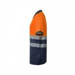 VL ACHELOUS. Polo piqu&eacute; bicolore (150g/m&sup2;) &agrave; manches courtes, en coton (55%) et polyester (45%) - Bleu marine/Orange