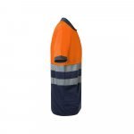 VL ACHELOUS. Polo piqu&eacute; bicolore (150g/m&sup2;) &agrave; manches courtes, en coton (55%) et polyester (45%) - Bleu marine/Orange