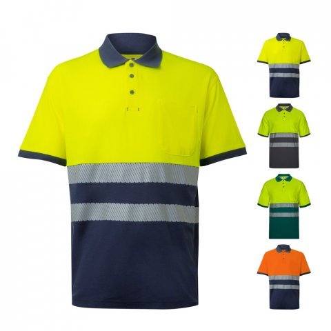 VL ACHELOUS. Polo piqu&eacute; bicolore (150g/m&sup2;) &agrave; manches courtes, en coton (55%) et polyester (45%)