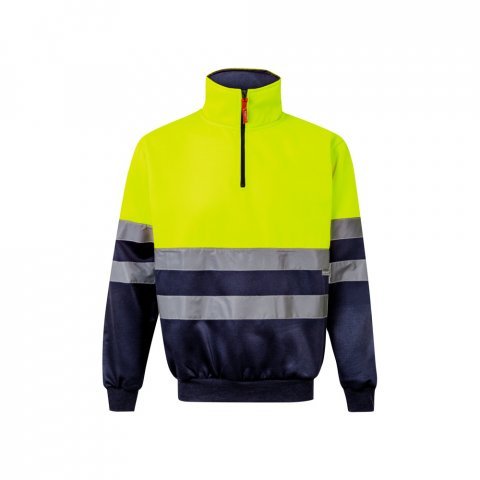 VL THOR. Zweifarbiges Sweatshirt (300g/m&sup2;) aus Polyester-Fleece (100%) - Marineblau/Gelb