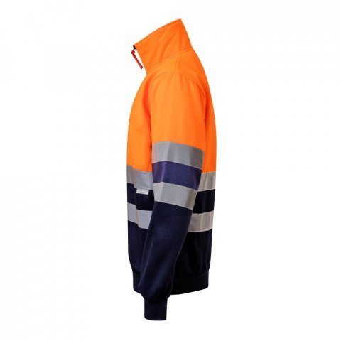 VL THOR. Zweifarbiges Sweatshirt (300g/m&sup2;) aus Polyester-Fleece (100%) - Marineblau/Orange