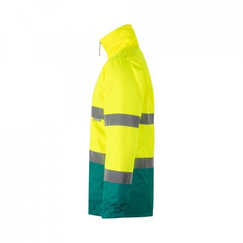 VL THEMIS LARGE. Zweifarbiger Parka (190g/m&sup2;), aus Polyester (100%), mit PU-Beschichtung - Gr&uuml;n/Gelb