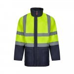 VL JUNO. Parka 4 em 1 bicolor (180g/m&sup2;), em poli&eacute;ster (100%) com revestimento de PU - Azul marinho/Amarelo