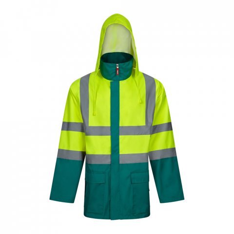 VL JUNO. Parka 4 em 1 bicolor (180g/m&sup2;), em poli&eacute;ster (100%) com revestimento de PU - Verde/Amarelo