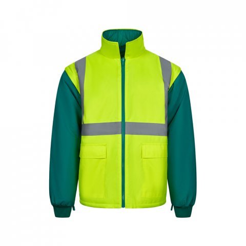 VL JUNO. Parka 4 em 1 bicolor (180g/m&sup2;), em poli&eacute;ster (100%) com revestimento de PU - Verde/Amarelo