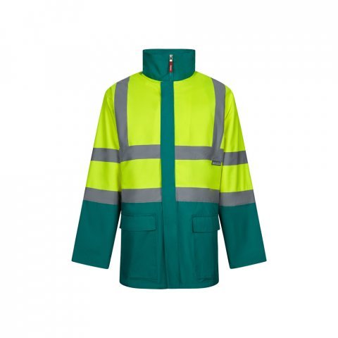 VL JUNO. Parka 4 em 1 bicolor (180g/m&sup2;), em poli&eacute;ster (100%) com revestimento de PU - Verde/Amarelo