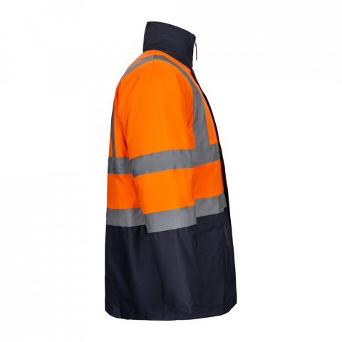 VL JUNO. Parka 4 em 1 bicolor (180g/m&sup2;), em poli&eacute;ster (100%) com revestimento de PU - Azul marinho/Laranja