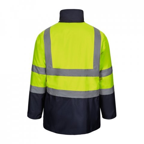 VL JUNO LARGE. Parka bicolore 4-in-1 (180g/m&sup2;), in poliestere (100%) con rivestimento in PU - Blu scuro/Giallo