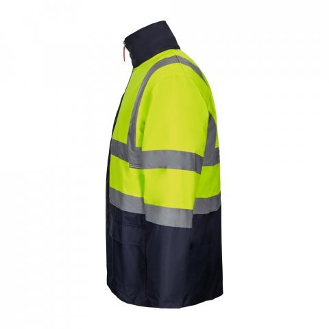 VL JUNO LARGE. Parka bicolore 4-in-1 (180g/m&sup2;), in poliestere (100%) con rivestimento in PU - Blu scuro/Giallo