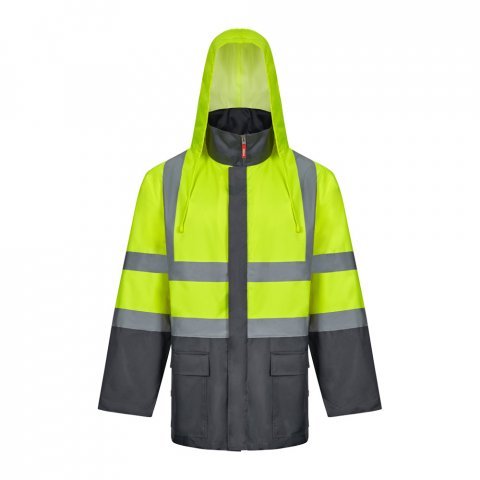 VL JUNO LARGE. Parka bicolore 4-in-1 (180g/m&sup2;), in poliestere (100%) con rivestimento in PU - Grigio/Giallo