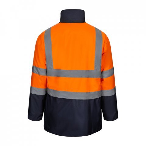 VL JUNO LARGE. Parka bicolore 4-in-1 (180g/m&sup2;), in poliestere (100%) con rivestimento in PU - Blu scuro/Arancione