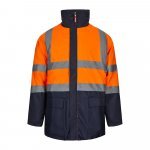 VL JUNO LARGE. Parka bicolore 4-in-1 (180g/m&sup2;), in poliestere (100%) con rivestimento in PU - Blu scuro/Arancione