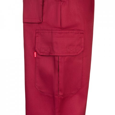 VL MABON. Pantaloni din twill cu mai multe buzunare (200g/m&sup2;), din bumbac (35%) și poliester (65%) - Burgundia