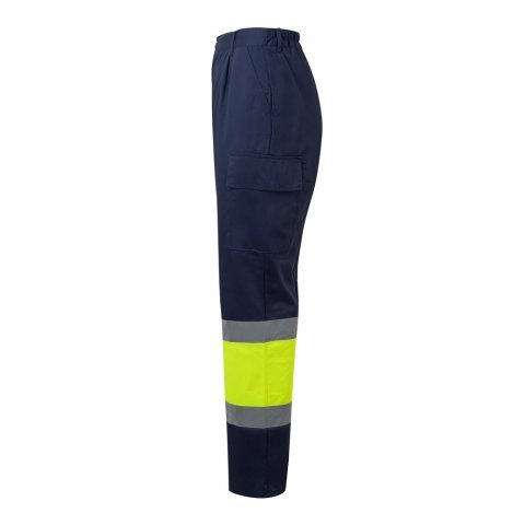 VL ARTEMIS. Pantaloni &icirc;n două tonuri, din twill (190g/m&sup2;), bumbac (20%) și poliester (80%) - Albastru/Galben