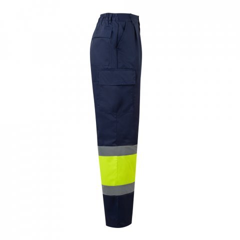 VL ARTEMIS. Pantaloni &icirc;n două tonuri, din twill (190g/m&sup2;), bumbac (20%) și poliester (80%) - Albastru/Galben