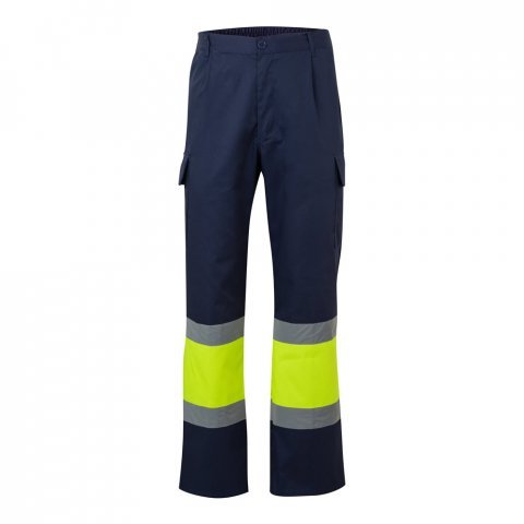 VL ARTEMIS. Pantaloni &icirc;n două tonuri, din twill (190g/m&sup2;), bumbac (20%) și poliester (80%) - Albastru/Galben
