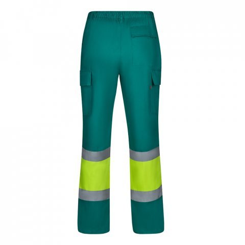 VL ARTEMIS. Pantaloni &icirc;n două tonuri, din twill (190g/m&sup2;), bumbac (20%) și poliester (80%) - Verde/Galben