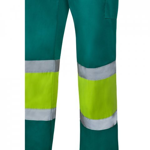 VL ARTEMIS. Pantaloni &icirc;n două tonuri, din twill (190g/m&sup2;), bumbac (20%) și poliester (80%) - Verde/Galben