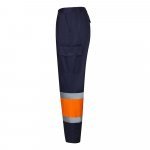 VL ARTEMIS. Pantaloni &icirc;n două tonuri, din twill (190g/m&sup2;), bumbac (20%) și poliester (80%) - Albastru/Portocaliu