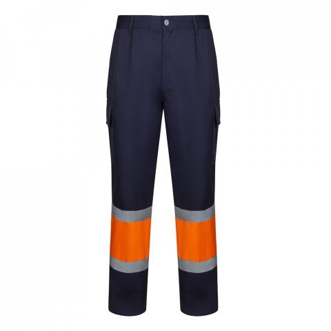 VL ARTEMIS. Pantaloni &icirc;n două tonuri, din twill (190g/m&sup2;), bumbac (20%) și poliester (80%) - Albastru/Portocaliu