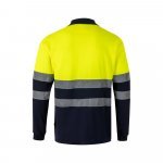 VL PLUTO LARGE. Polo bicolor piqu&eacute; (150g/m&sup2;) de manga comprida, em algod&atilde;o (55%) e  poli&eacute;ster (45%) - Azul marinho/Amarelo