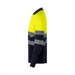 VL PLUTO LARGE. Polo bicolor piqu&eacute; (150g/m&sup2;) de manga comprida, em algod&atilde;o (55%) e  poli&eacute;ster (45%) - Azul marinho/Amarelo