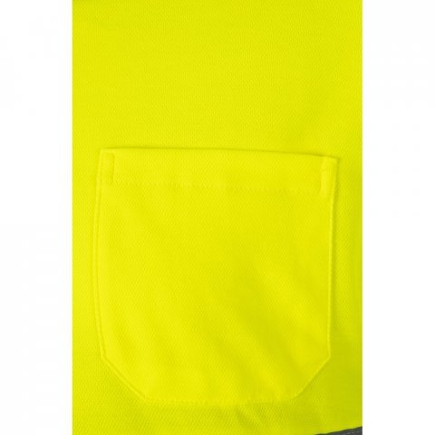 VL PLUTO LARGE. Polo bicolor piqu&eacute; (150g/m&sup2;) de manga comprida, em algod&atilde;o (55%) e  poli&eacute;ster (45%) - Azul marinho/Amarelo