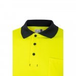 VL PLUTO LARGE. Polo bicolor piqu&eacute; (150g/m&sup2;) de manga comprida, em algod&atilde;o (55%) e  poli&eacute;ster (45%) - Azul marinho/Amarelo