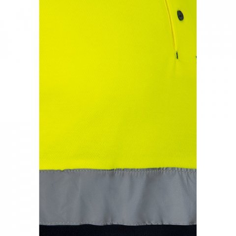 VL PLUTO LARGE. Polo bicolor piqu&eacute; (150g/m&sup2;) de manga comprida, em algod&atilde;o (55%) e  poli&eacute;ster (45%) - Azul marinho/Amarelo