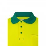 VL PLUTO LARGE. Polo bicolor piqu&eacute; (150g/m&sup2;) de manga comprida, em algod&atilde;o (55%) e  poli&eacute;ster (45%) - Verde/Amarelo