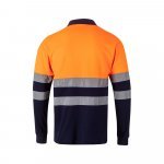 VL PLUTO LARGE. Polo bicolor piqu&eacute; (150g/m&sup2;) de manga comprida, em algod&atilde;o (55%) e  poli&eacute;ster (45%) - Azul marinho/Laranja