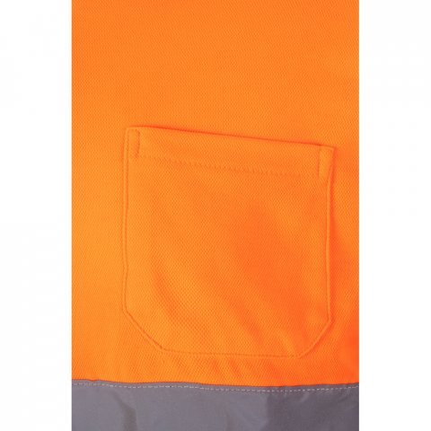 VL PLUTO LARGE. Polo bicolor piqu&eacute; (150g/m&sup2;) de manga comprida, em algod&atilde;o (55%) e  poli&eacute;ster (45%) - Azul marinho/Laranja