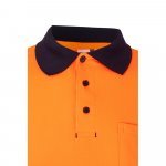 VL PLUTO LARGE. Polo bicolor piqu&eacute; (150g/m&sup2;) de manga comprida, em algod&atilde;o (55%) e  poli&eacute;ster (45%) - Azul marinho/Laranja