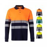 VL PLUTO LARGE. Polo bicolor piqu&eacute; (150g/m&sup2;) de manga comprida, em algod&atilde;o (55%) e  poli&eacute;ster (45%)