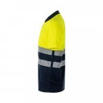 VL FORTUNA. Polo Bird-eye (140g/m&sup2;) &agrave; manches courtes, en polyester (100%) - Bleu marine/Jaune