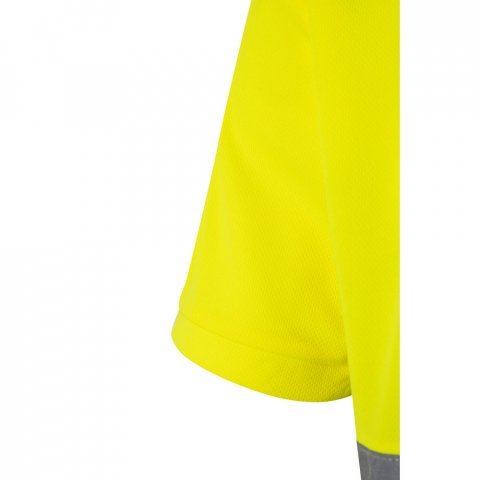 VL FORTUNA. Polo Bird-eye (140g/m&sup2;) &agrave; manches courtes, en polyester (100%) - Bleu marine/Jaune