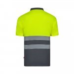 VL FORTUNA. Polo Bird-eye (140g/m&sup2;) &agrave; manches courtes, en polyester (100%) - Gris/Jaune