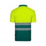 VL FORTUNA. Polo Bird-eye (140g/m&sup2;) &agrave; manches courtes, en polyester (100%) - Vert/Jaune