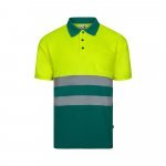 VL FORTUNA. Polo Bird-eye (140g/m&sup2;) &agrave; manches courtes, en polyester (100%) - Vert/Jaune