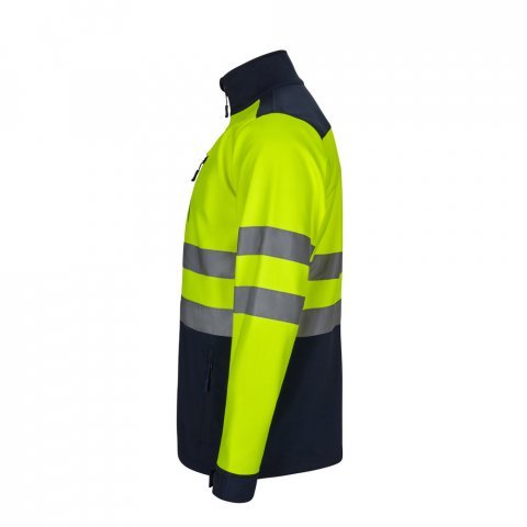VL HESTIA. Casaco bicolor soft shell (280g/m&sup2;), em poli&eacute;ster (96%) e elastano (4%) - Azul marinho/Amarelo