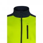 VL HESTIA. Casaco bicolor soft shell (280g/m&sup2;), em poli&eacute;ster (96%) e elastano (4%) - Azul marinho/Amarelo