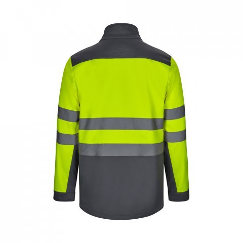 VL HESTIA. Casaco bicolor soft shell (280g/m&sup2;), em poli&eacute;ster (96%) e elastano (4%) - Cinzento/Amarelo