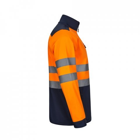 VL HESTIA. Casaco bicolor soft shell (280g/m&sup2;), em poli&eacute;ster (96%) e elastano (4%) - Azul marinho/Laranja
