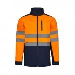 VL HESTIA. Casaco bicolor soft shell (280g/m&sup2;), em poli&eacute;ster (96%) e elastano (4%) - Azul marinho/Laranja