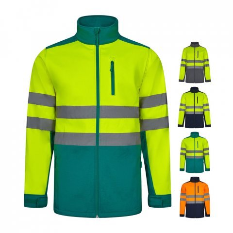 VL HESTIA. Casaco bicolor soft shell (280g/m&sup2;), em poli&eacute;ster (96%) e elastano (4%)