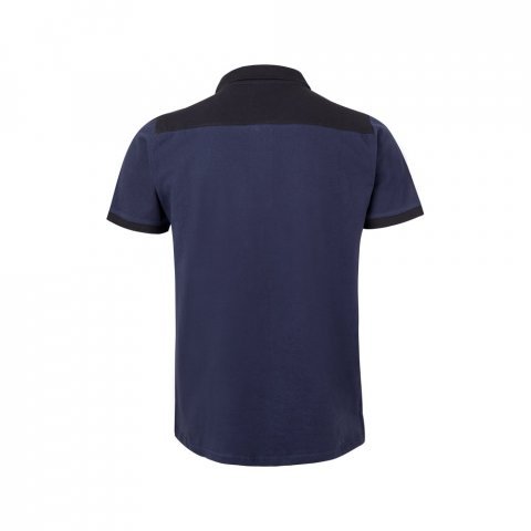VL VELES. Polo piqu&eacute; bicolore stretch (200g/m&sup2;), manches courtes, en polyester (96%) et &eacute;lasthanne (4%) - Bleu