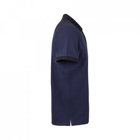 VL VELES. Polo piqu&eacute; bicolore stretch (200g/m&sup2;), manches courtes, en polyester (96%) et &eacute;lasthanne (4%) - Bleu