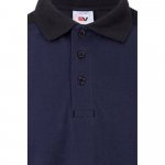 VL VELES. Polo piqu&eacute; bicolore stretch (200g/m&sup2;), manches courtes, en polyester (96%) et &eacute;lasthanne (4%) - Bleu