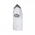 VL VELES. Polo piqu&eacute; bicolore stretch (200g/m&sup2;), manches courtes, en polyester (96%) et &eacute;lasthanne (4%) - Blanc