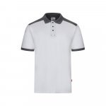 VL VELES. Polo piqu&eacute; bicolore stretch (200g/m&sup2;), manches courtes, en polyester (96%) et &eacute;lasthanne (4%) - Blanc
